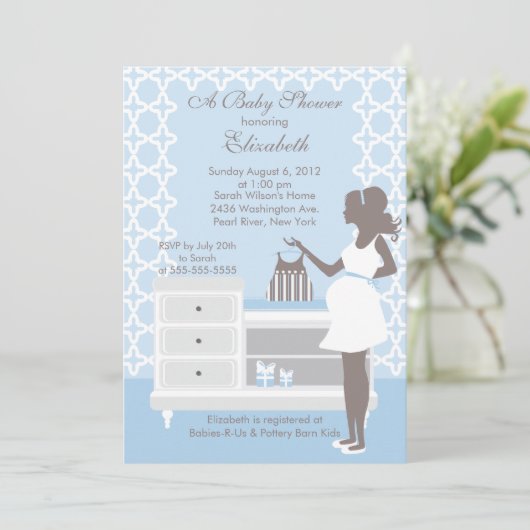 ママ男の赤ちゃんベビーシャワー招待状 招待状 (スタンド正面)