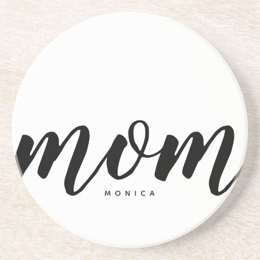 ママ白黒ミニマリストサンドストーンコースター コースター (正面)