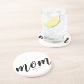 ママ白黒ミニマリストサンドストーンコースター コースター (側面)