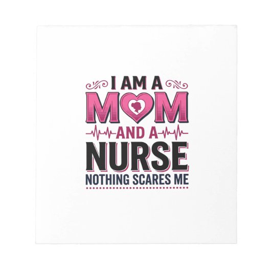 ママ看護師 ビンテージ風彫刻Tシャツ Nothing Scares Me ノートパッド (正面)