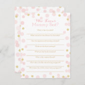 ママ知り合いのピンク最高のの金ゴールドクイズ インビテーションポストカード (正面/裏面)