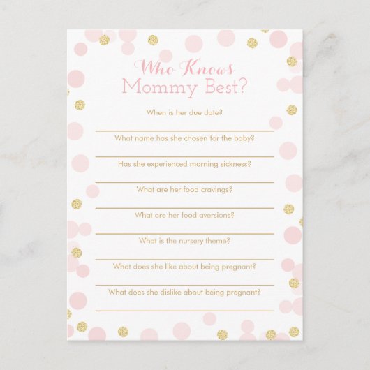 ママ知り合いのピンク最高のの金ゴールドクイズ インビテーションポストカード (正面)