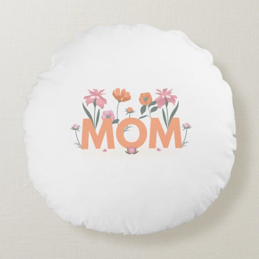 ママ私たちの家族の円枕 ラウンドクッション (正面)