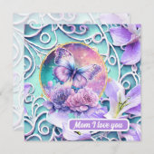 ママ私はあなたを愛するファンタジー紫色の蝶の宇宙 シーズンカード (正面/裏面)