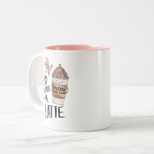 ママ私はあなたを愛するラテかわいいかわいい母の日 ツートーンマグカップ (正面左)