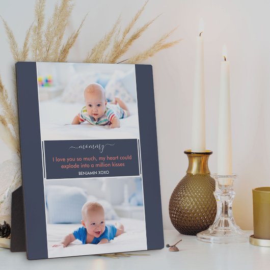 ママ私はあなたを愛する詩2フォトブルー フォトプラーク