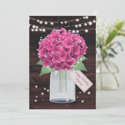 ママ素朴のための美しいピンクのフローラ誕生日カード カード (スタンド正面)