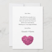 ママ素朴のための美しいピンクのフローラ誕生日カード カード (裏面)