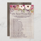 ママ素朴を知っている赤ちゃんシャワー最高のゲーム 招待状 (正面/裏面)