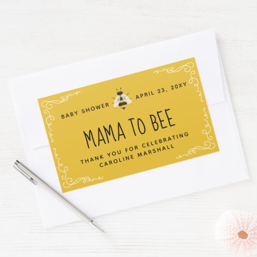 ママ素朴ビーに赤ちゃんシャワー蜂蜜お気に入りシール 長方形シール (封筒)