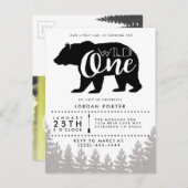 ママ素朴ベア |赤ちゃんシャワー インビテーションポストカード (正面/裏面)