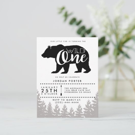 ママ素朴ベア |赤ちゃんシャワー インビテーションポストカード (スタンド正面)