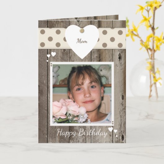 ママ素朴誕生日写真 カード (黄色い花)