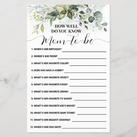 ママ緑のシャワーのゲームカードをどれだけ知っているか チラシ (正面)