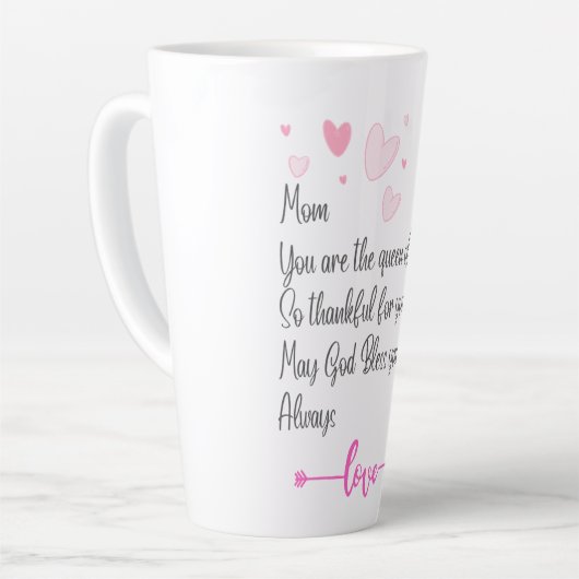 ママ背の高いコーヒーマグ、ママのマグ、ママへの贈り物、 カフェラテマグ (左アングル)