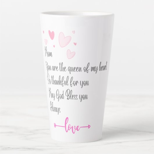 ママ背の高いコーヒーマグ、ママのマグ、ママへの贈り物、 カフェラテマグ (正面)