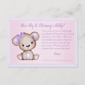 ママ腹サイズ紫色の女の子ベビーベイビーシャワーゲーム エンクロージャーカード (正面)