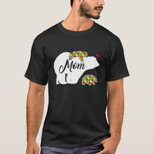 ママ自閉症の認識パズルベアーママ自閉症 Tシャツ (正面)