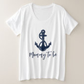 ママ航海のはいかりベビーシャワーカスタム プラスサイズTシャツ (デザイン正面)