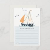 ママ航海の赤ちゃんシャワーかわいい帆船アドバイス エンクロージャーカード (正面/裏面)