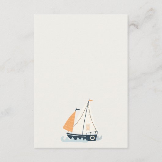 ママ航海の赤ちゃんシャワーかわいい帆船アドバイス エンクロージャーカード (裏面)
