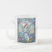 ママ薄紫とターコイズクリスマスエンジェル | 染色 フロストグラスマグカップ (左)