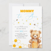 ママ蜂蜜ベビークマ赤ちゃんシャワー 招待状 (正面)