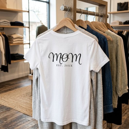 ママ設立 新米ママギフト ブラックスクリプト Tシャツ