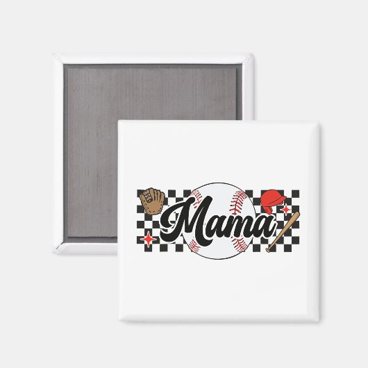 ママ試合日ビーブマザーズ女子野球ママ マグネット (正面/裏面)