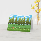 ママ誕生日かわいいバニーとデイジーカード カード (黄色い花)