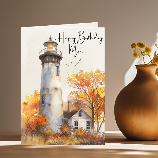 ママ誕生日ウォーターカラーライトハウスガイドライト シーズンカード