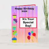 ママ誕生日カップケグラデーションーキストライプの写真 カード (正面)