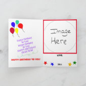 ママ誕生日カップケグラデーションーキストライプの写真 カード (内部)