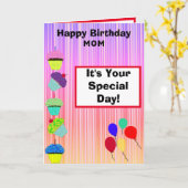 ママ誕生日カップケグラデーションーキストライプの写真 カード (黄色い花)