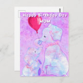 ママ誕生日カードエレファントベビーママ ポストカード (正面/裏面)