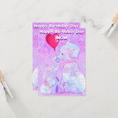 ママ誕生日カードエレファントマザーとベビー カード (正面/裏面インサイチュ)