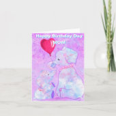 ママ誕生日カードキュート象ベビーママ カード (正面)