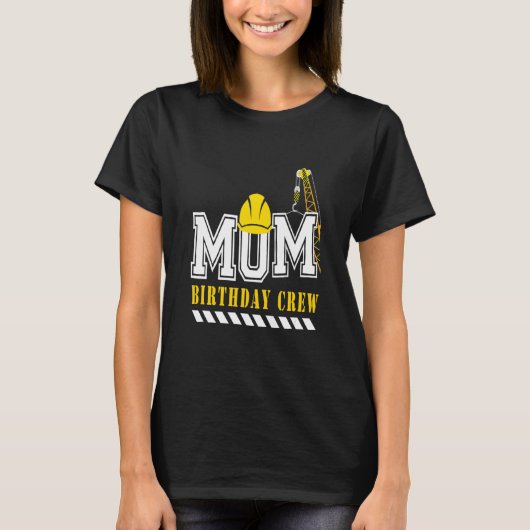 ママ誕生日クルー建築バースデーパーティーモス Tシャツ (正面)