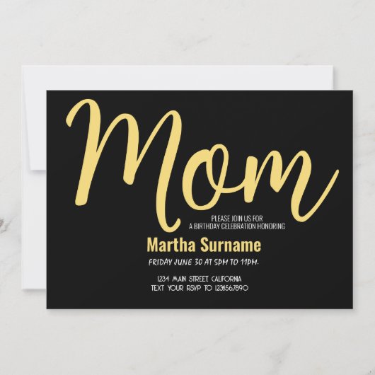 ママ誕生日シンプルマザーズ日パーティー 招待状 (正面)