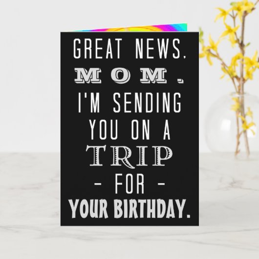 ママ誕生日トリップレトロヒッピーユーモア カード (黄色い花)