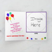 ママ誕生日ピンクカップケーキタワー写真 カード (内部)