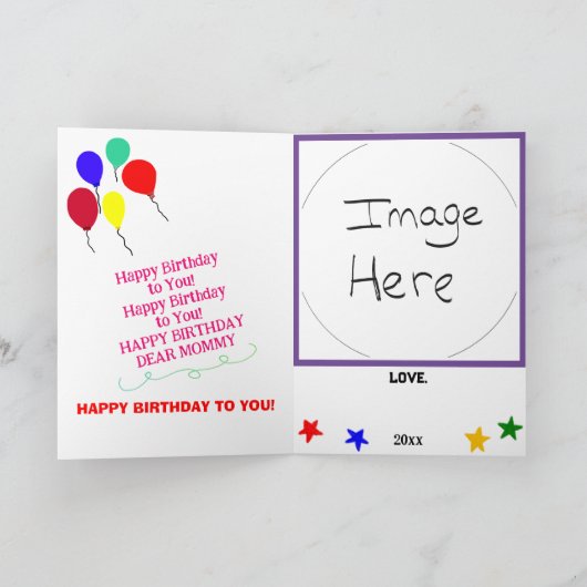 ママ誕生日ピンクカップケーキタワー写真 カード (内部)