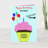 ママ誕生日ピンクカップケーキドロー書メッセージ カード (正面)