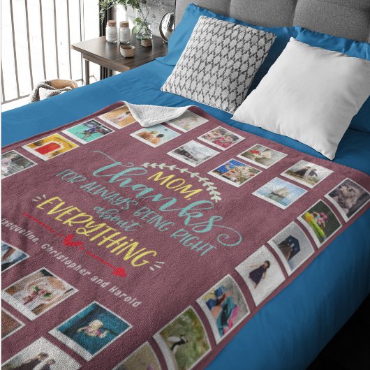 ママ誕生日写真テンプレートピンク フリースブランケット