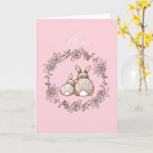 ママ誕生日母の日かわいいバニーのママ カード (黄色い花)