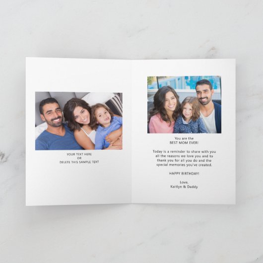 ママ誕生日12写真シンプル最高の カード (内部)