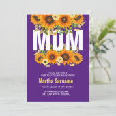 ママ誕生祝い紫フローラ花 招待状 (スタンド正面)