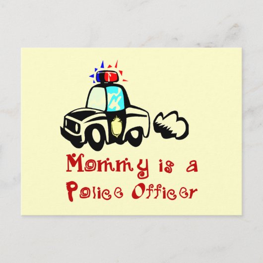 ママ警察官Tシャツと贈り物 ポストカード (正面)