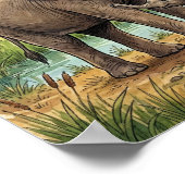 ママ象と赤ちゃんの寝室 ポスター (角)