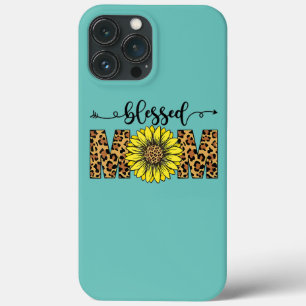 ママ賛美ヒョウのひまわりの花幸せな母の日 iPhone 13 PRO MAXケース